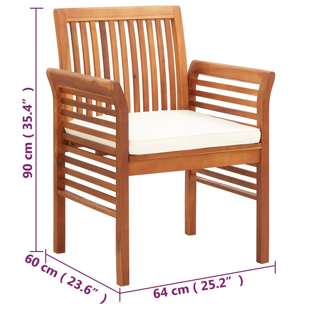 Sedie da Pranzo per Giardino e Cuscini 2 pz Massello di Acacia 45965