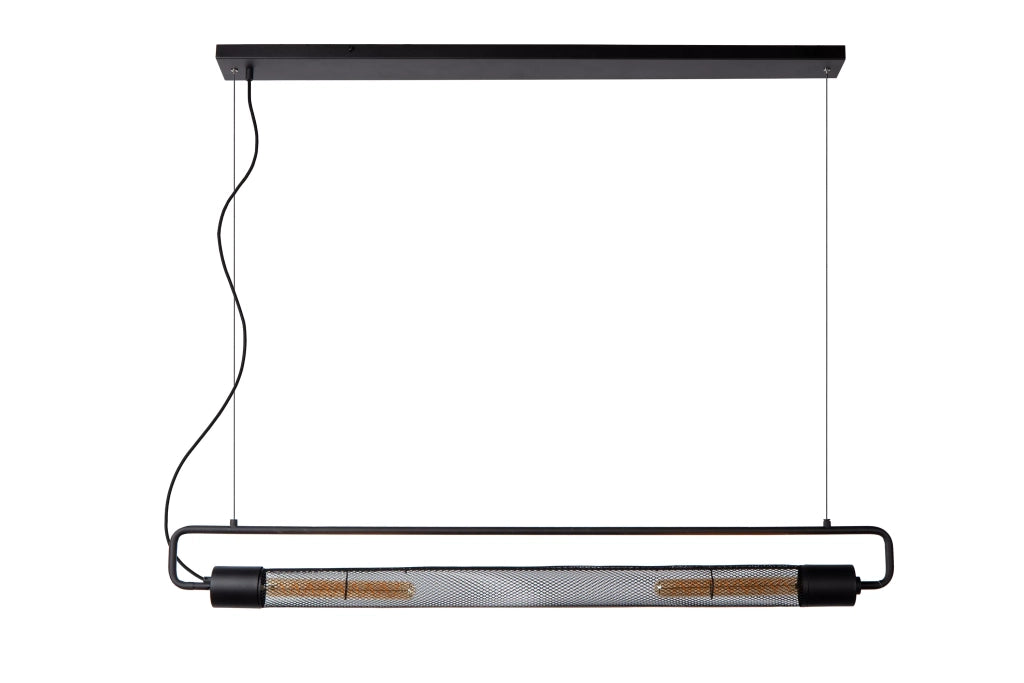 Lampada sospesa lineare loft nera Calixt Lucide 2xE27 25W