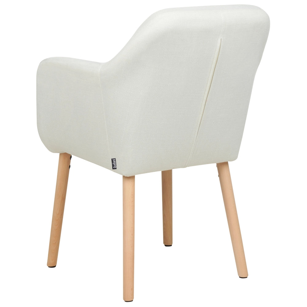Sedia da pranzo Rivestimento in velluto bianco Gambe in legno con braccioli Stile classico Mobili per il soggiorno