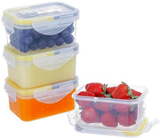 Contenitori di cibo con coperchi, ermetici, riutilizzabili, contenitori di cibo in plastica con coperchi, scatole congelate, contenitori di sause, contenitori di snack, 4-pack (giallogrigio)