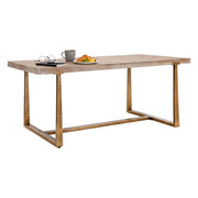 Tavolo fisso Kazimir, Ripiano da cucina, Consolle per sala da pranzo, Ripiano rettangolare fisso, Oro e Marrone, 180x90 h78 cm