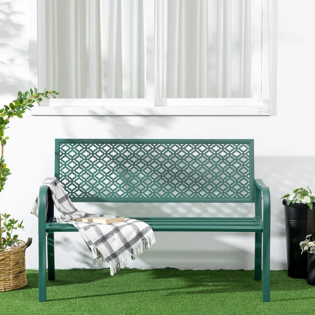 Panchina da giardino 2 posti in acciaio verde scuro