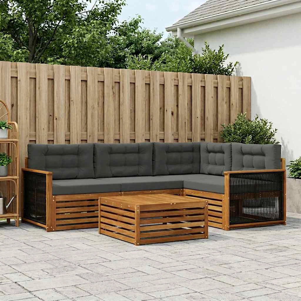 Set di divani da esterno 5 pz Naturale e Antracite 3383325
