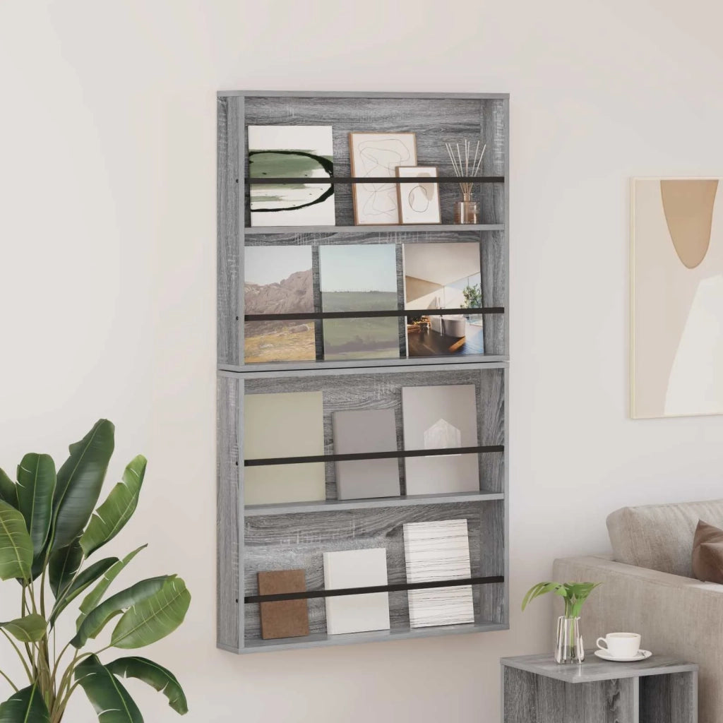Scaffale per riviste 2 pz Grigio Sonoma 80 x 12 x 70 cm 890847