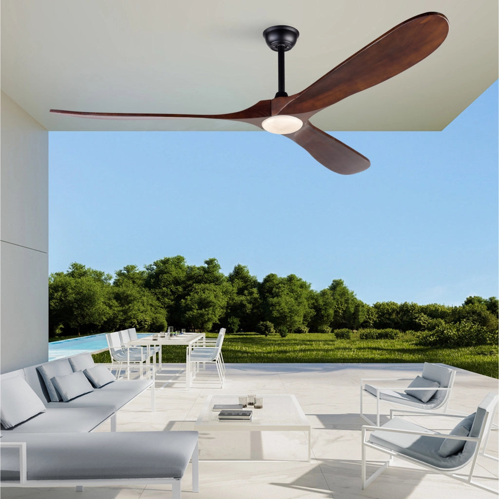 Ventilatore 70 pollici con illuminazione e telecomando, 3 pale legno massello, 3CCT dimmerabile, motore DC silenzioso, 6 velocit¨¤, timer