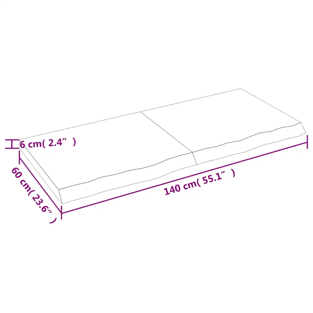 Piano Bagno Marrone 140x60x(2-6) cm Legno Massello Trattato CFW7579742