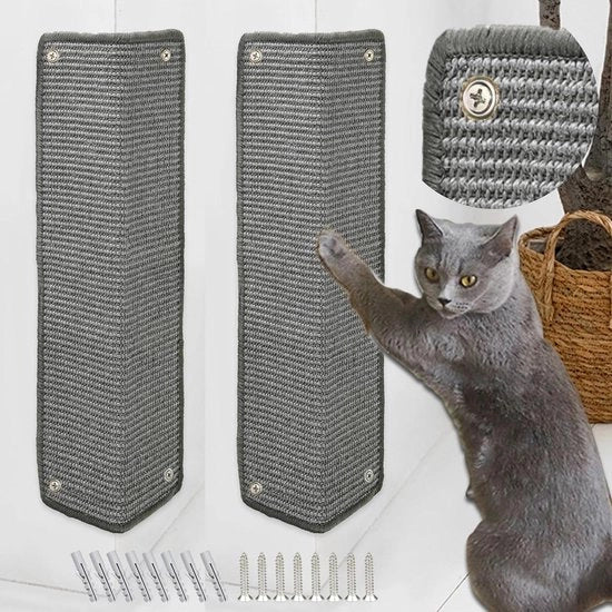 Mat di Scrittura per Gatti 2 Pezzi 60x25cm (Grigio) - Protezioni per Mobili Panno di Sisal Protettivo per Letto Divano Tappeto