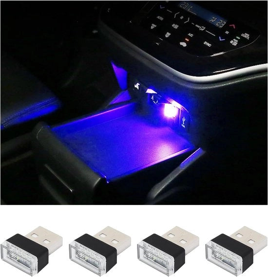 Impianto di illuminazione auto a LED 4 in 1 - Lampade da tavolo per interno - Universale per tutti i veicoli - rosso + blu