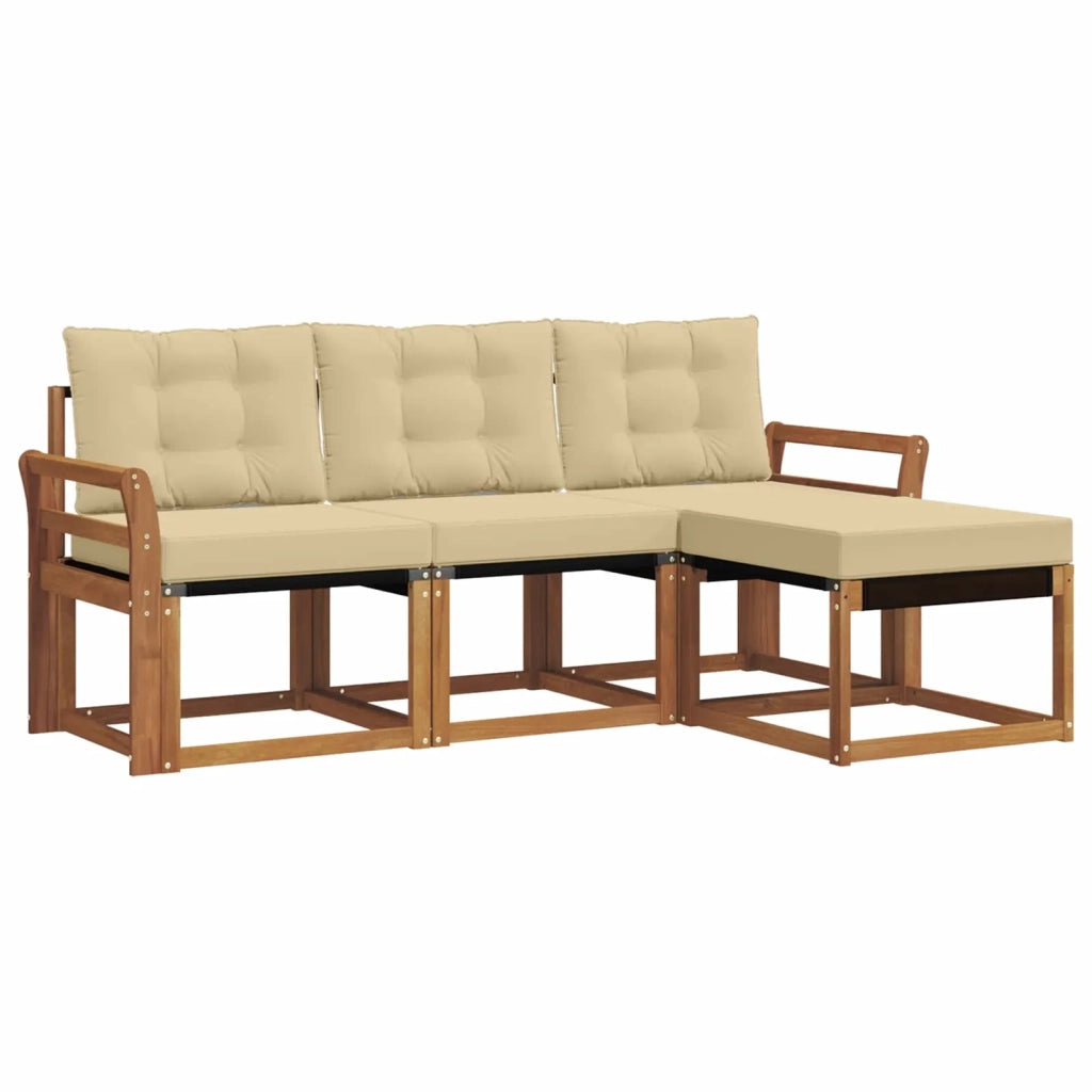 Set di divani da esterno con cuscino 4 pcs Naturale e Beige 3368548
