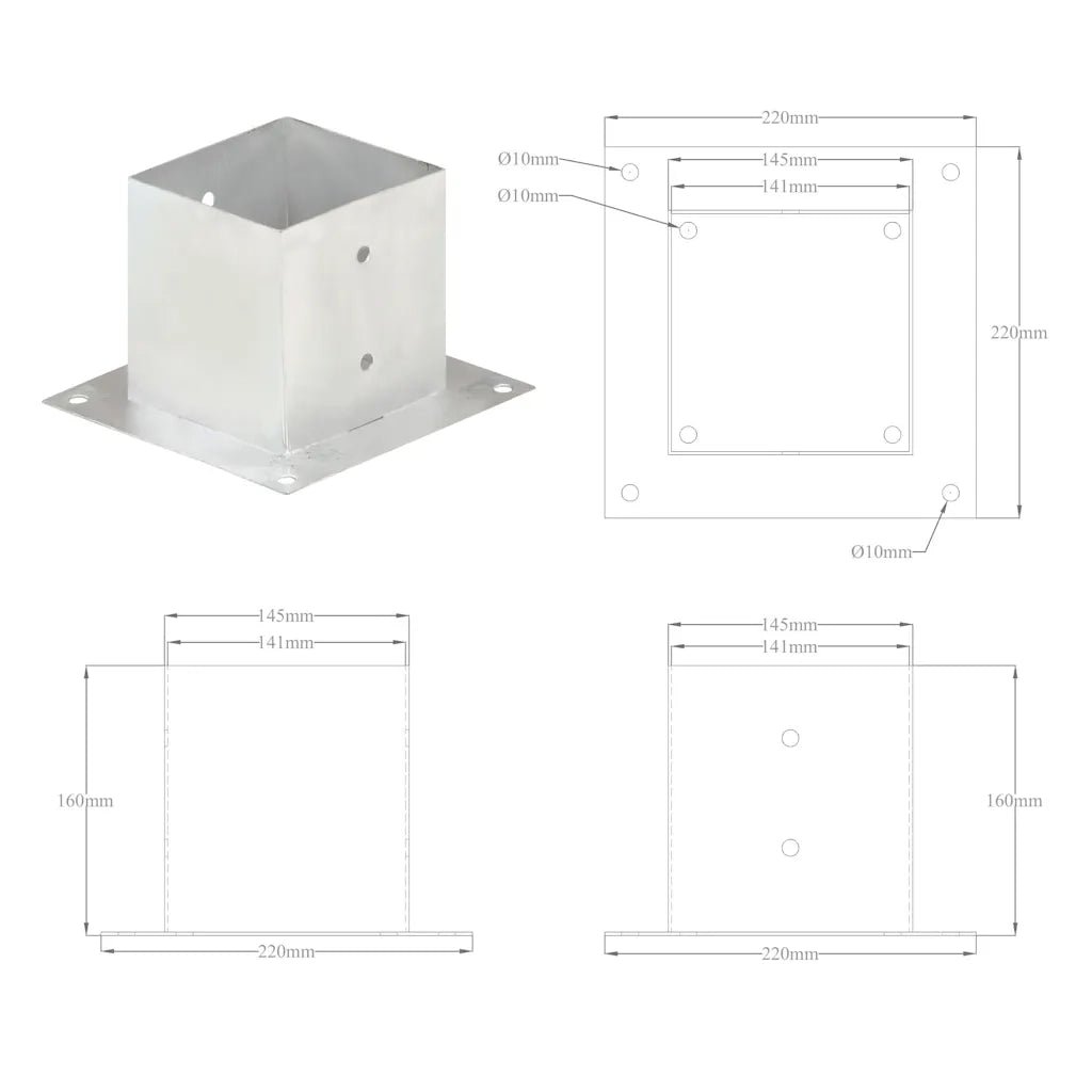 Ancoraggi Pali 4 pz in Metallo Zincato 141 mm 145452
