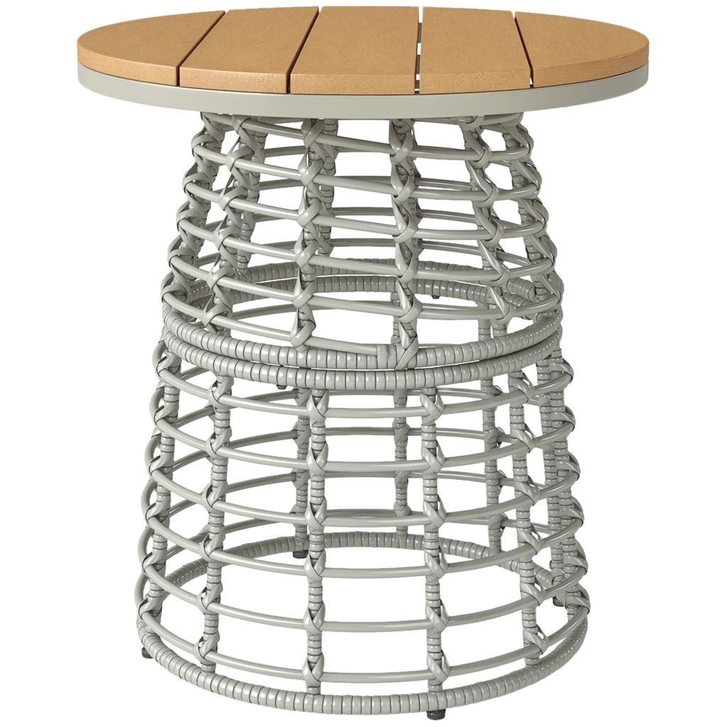 Tavolino da Giardino Rotondo ¨C Xylo ¨C Effetto Rattan Grigio ?45x50cm