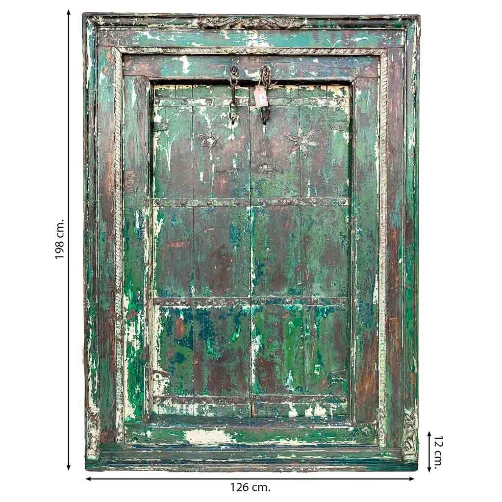 Porta in legno marrone con finitura artigianale, 130x14x190 cm h