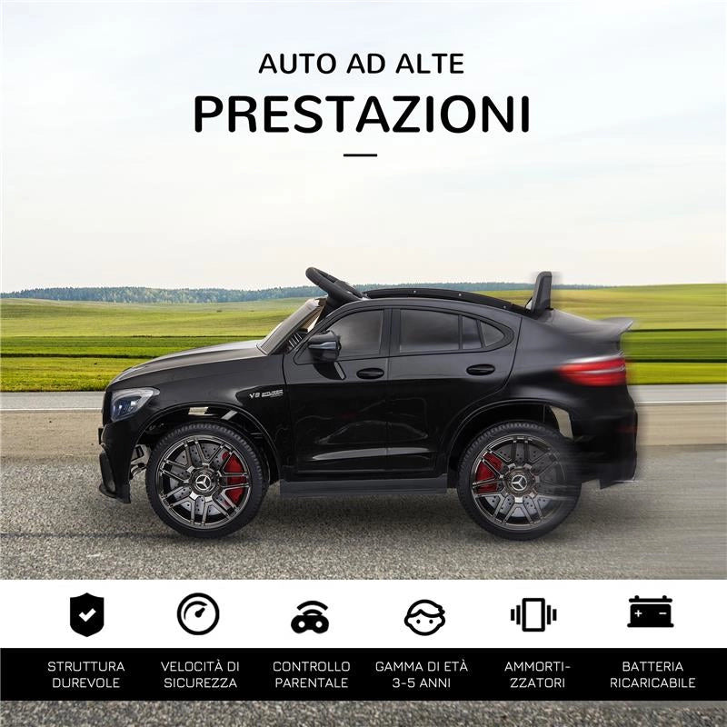 MACCHINA ELETTRICA PER BAMBINI 3-5 ANNI MERCEDES CON CINTURA DI SICUREZZA E TELECOMANDO, NERO