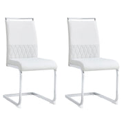 Sedia da pranzo ergonomica con schienale in PU e lino; piedini antiscivolo; in metallo bianco