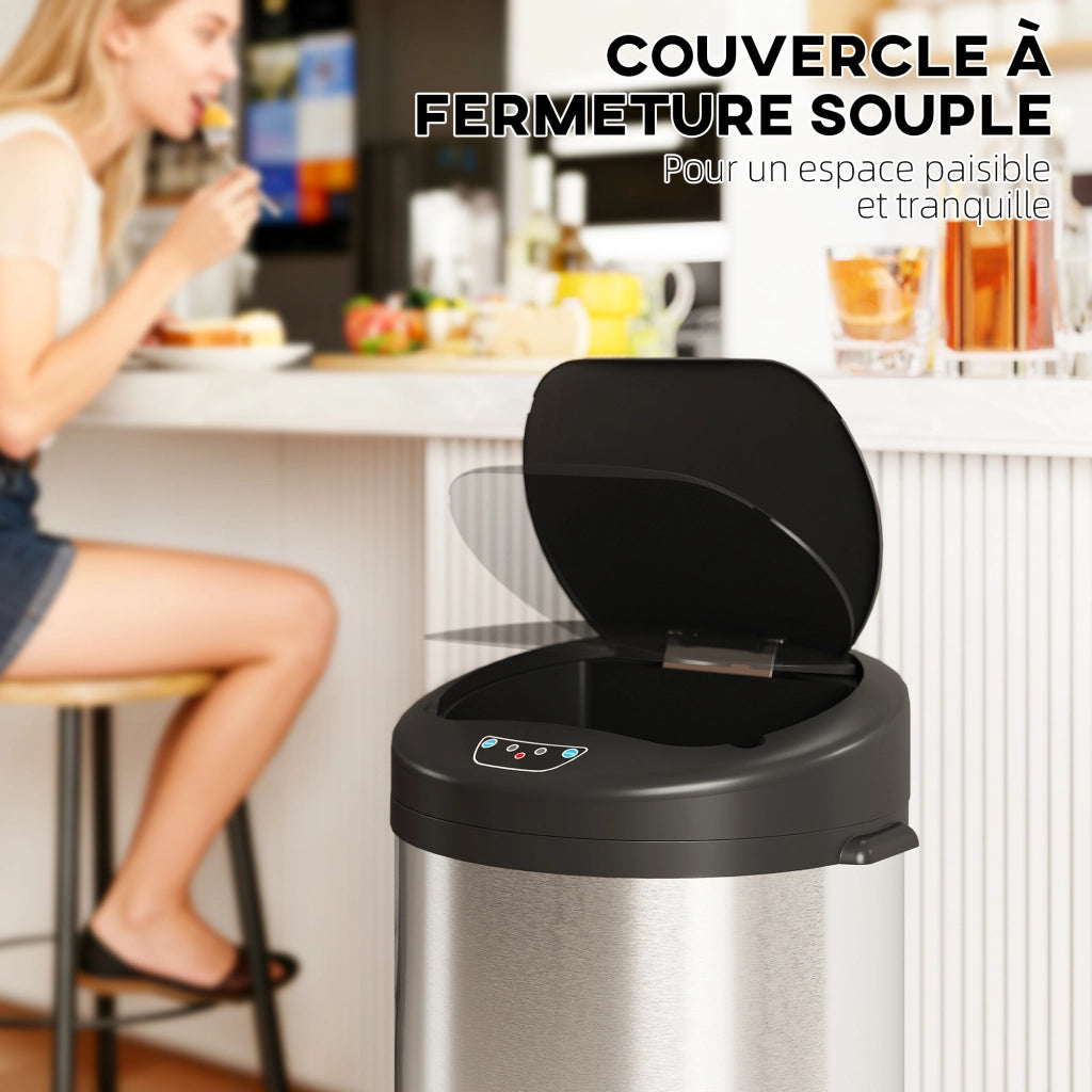 Pattumiera automatica da cucina 30L ¨C Xylo ¨C acciaio inox, chiusura soft, 32x30x68cm, argento