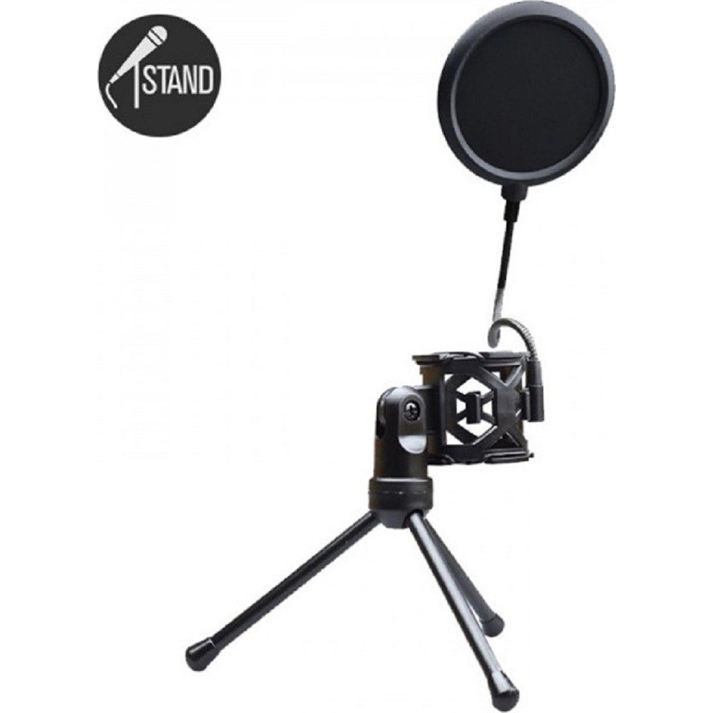 Trade Shop - Supporto Mini Microfono Tavolo Ps-2 Kit Filtro Anti Pop Treppiedi Ragno Microfono -
