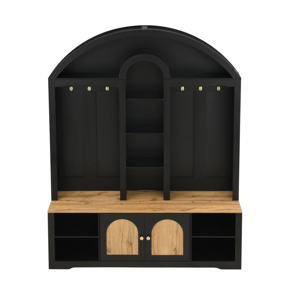 Mobile da ingresso per scarpe 150x40x195 cm in MDF nero， salvaspazio