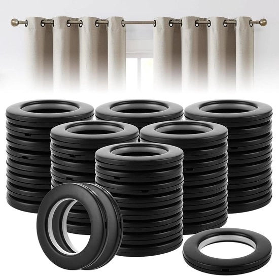 Set di 50 anelli per tende di 40 mm in nero per tende a occhielli - Tenda da finestra, tenda doccia - Accessori per la casa decorazione