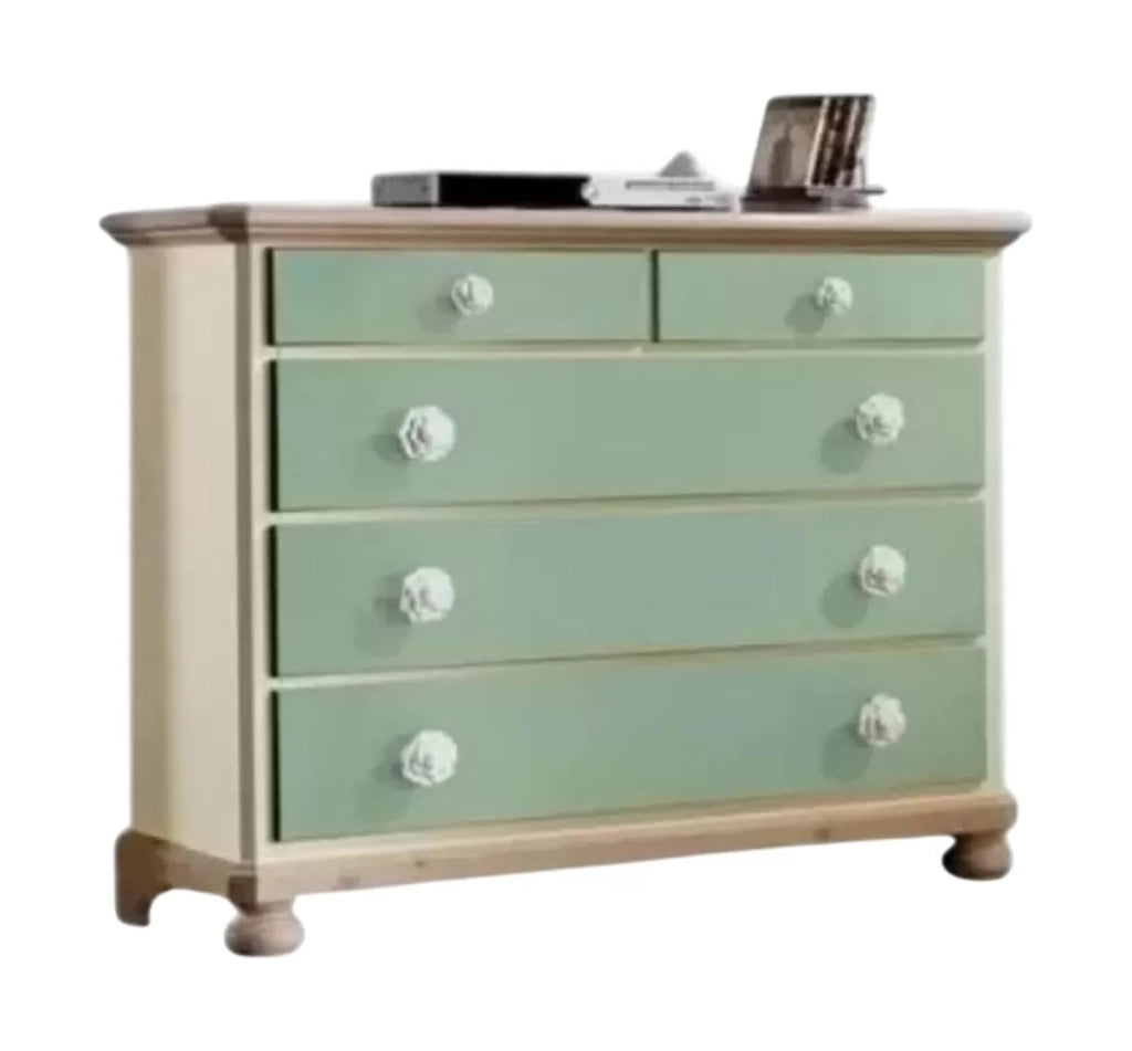 Como 5 cassetti in legno verde e miele l.118 p.52 h.99 (2212) - Mobili 2G