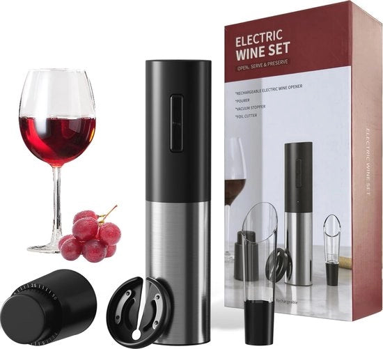 Opener elettrico per vino con illuminatore e dispenser - Kit di uncinatori elettrici ricaricabili per appassionati di vino (4 pezzi)