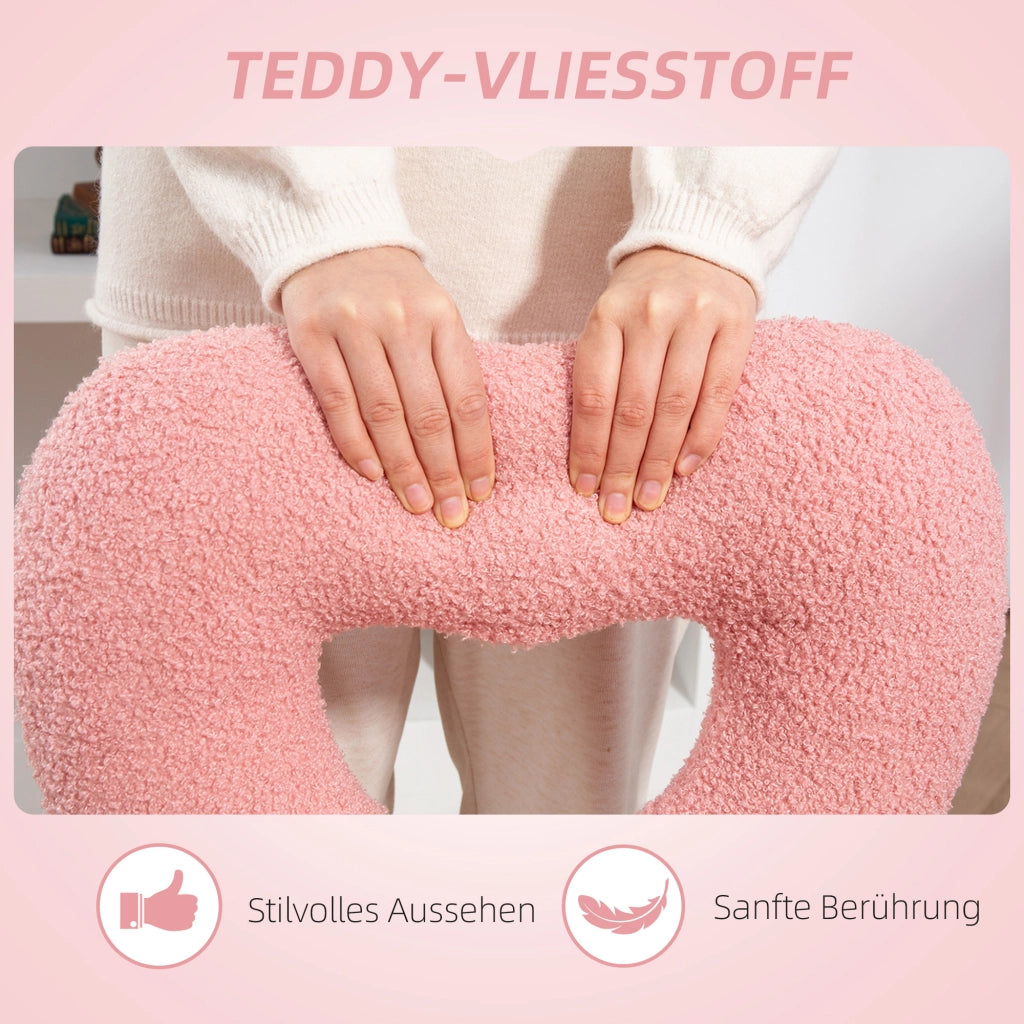 Sedia da ufficio girevole con altezza regolabile e schienale a cuore in tessuto teddy rosa per trucco e studio
