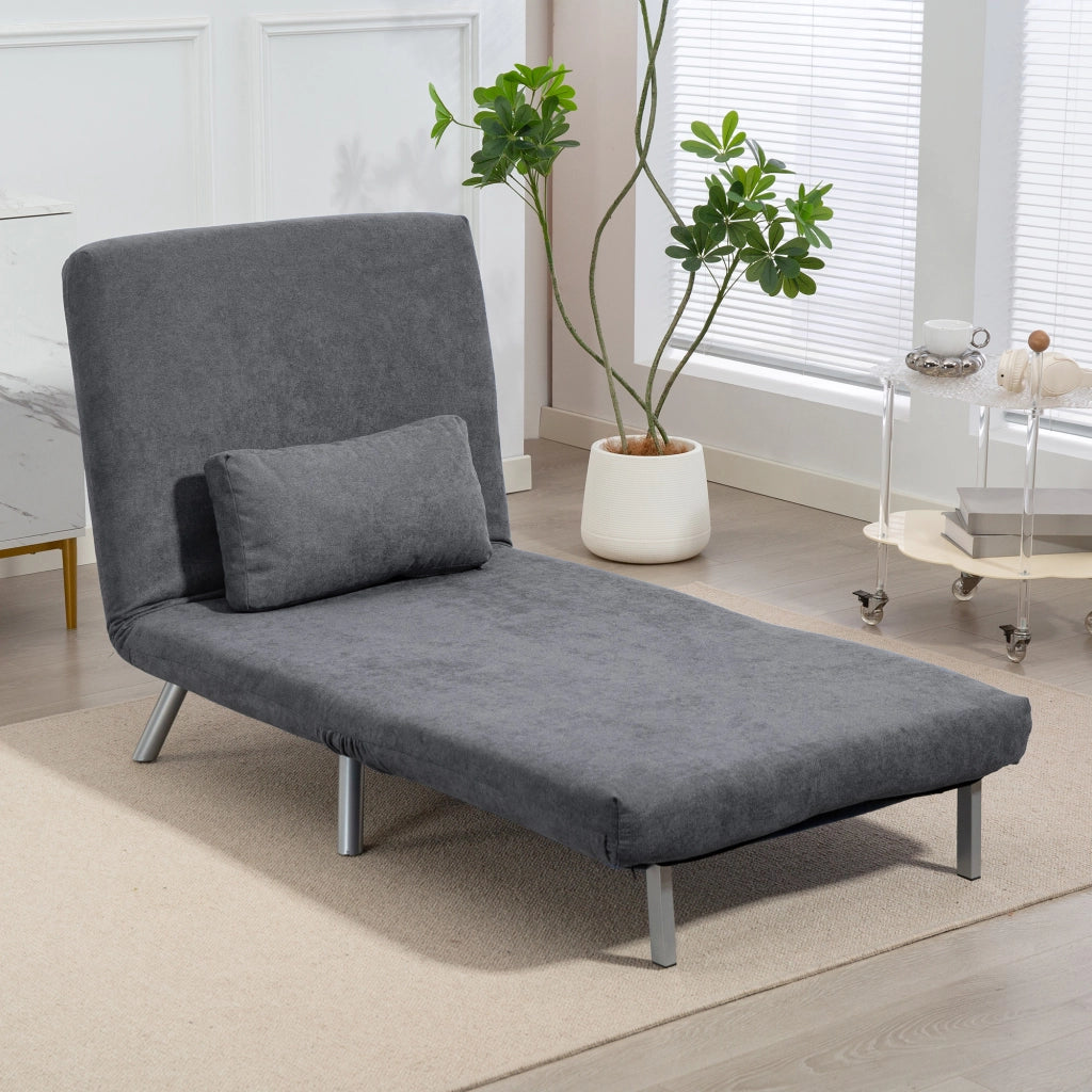 Poltrona letto imbottita ¨C zephmum ¨C tessuto grigio scuro con cuscino