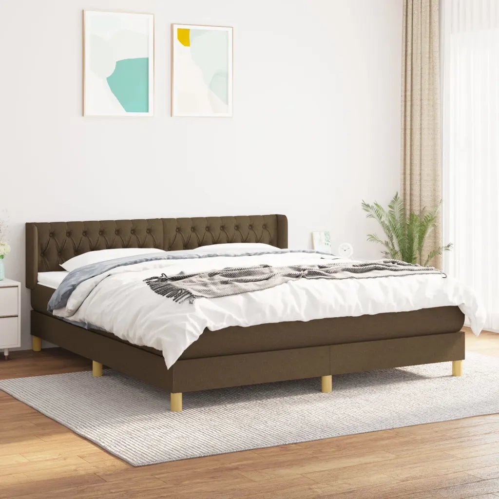 Giroletto a Molle con Materasso Marrone Scuro 180x200cm Tessuto 3130532