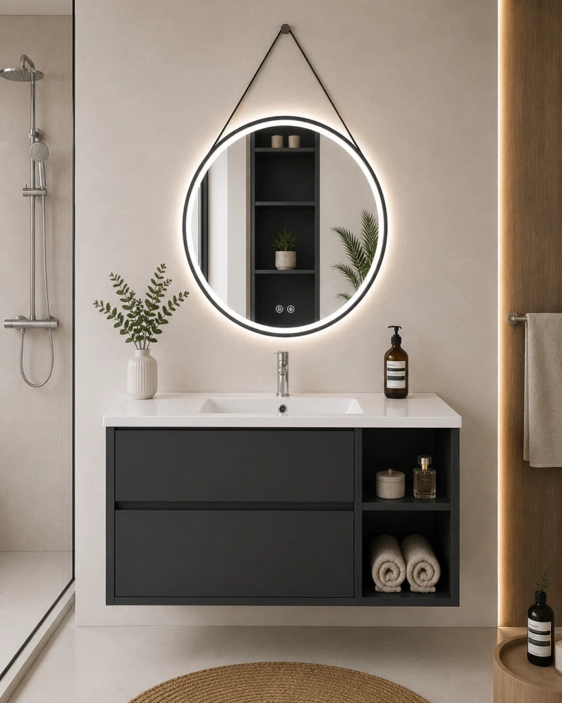 Mobile bagno con lavabo ORIGENBATH ZEUS senza specchio 120x45 cm 1 vasca Destra grafite