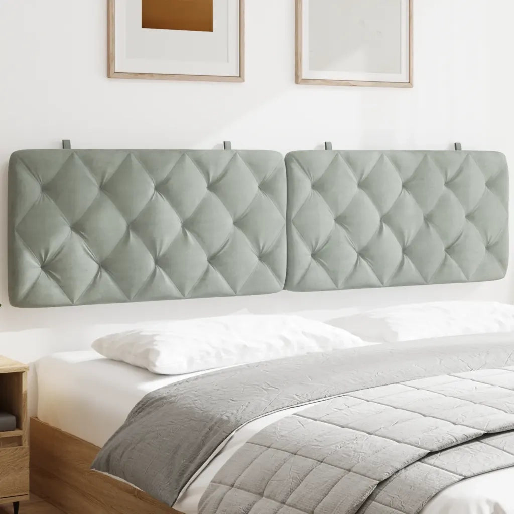 Cuscino Testiera Grigio Chiaro 200 cm in Velluto CFW6328152
