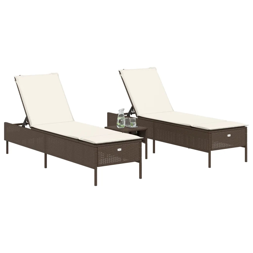 Lettini Prendisole 2 pz con Cuscini Marrone in Polyrattan 3261588