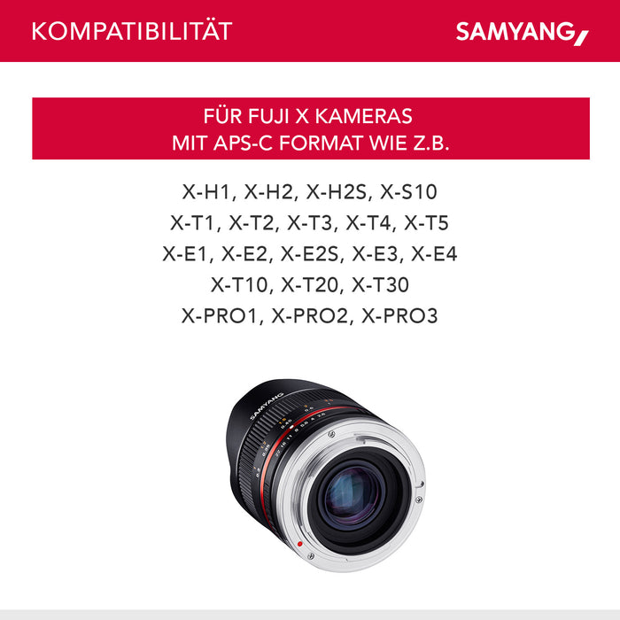 Obiettivo fisheye MF 8 mm II, compatibile con Fuji X, Lente fish eye grandangolare con angolo di campo di 180°, per sensore APS-C