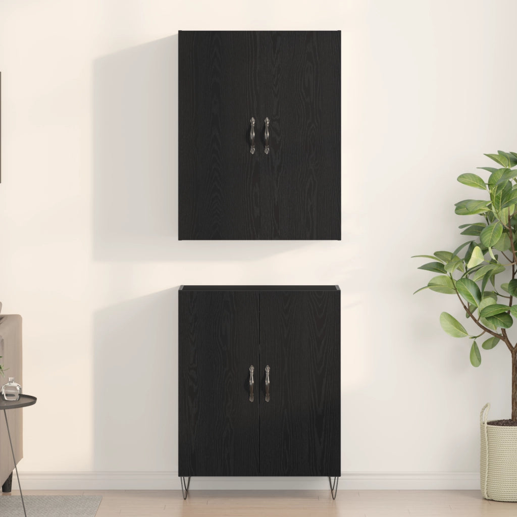 Highboard Nero Rovere 69,5x34x180 cm Legno ingegnerizzato