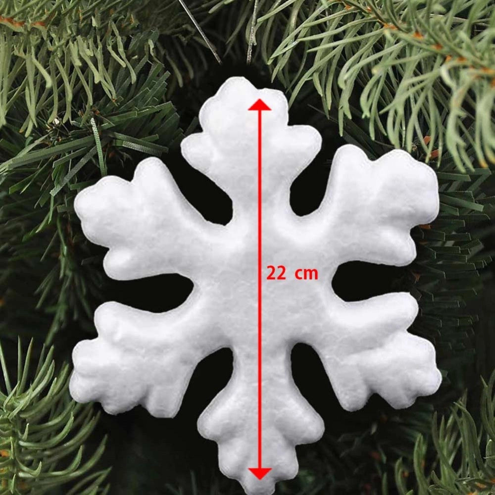 Trade Shop - 6 Appendini Fiocchi Di Neve In Polistirolo 22cm Bianchi Decorazioni Natalizie -