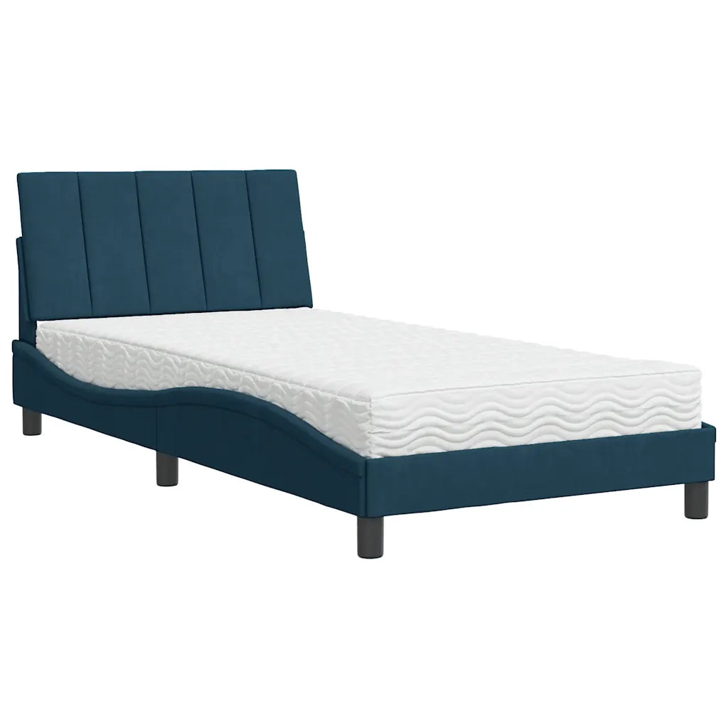 Letto con Materasso Blu 100x200 cm in Velluto