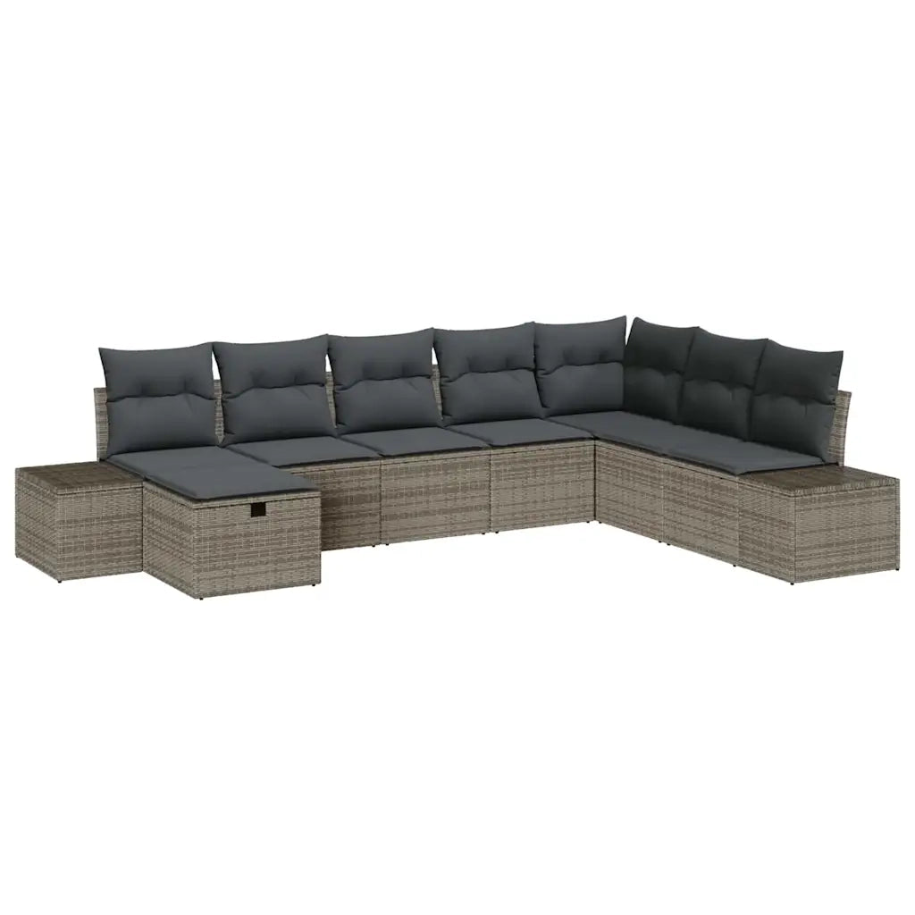 Set Divano da Giardino con cuscino 8 pcs Grigio Poly Rattan 3360760
