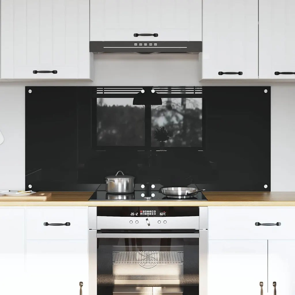 Schienale da cucina 2 pcs Nero 70 x 60 cm vetro temperato 3415544