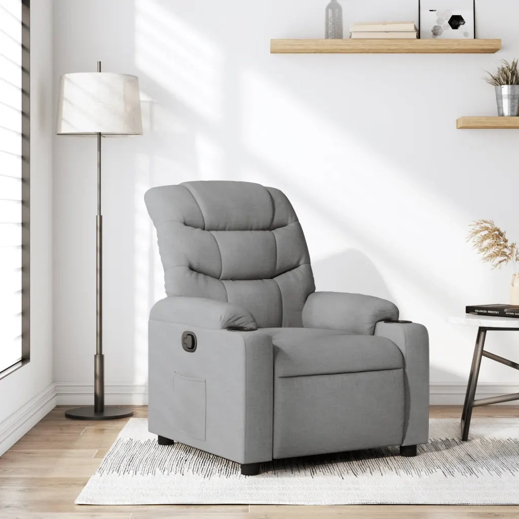 Divano Sedia-Poltrona Reclinabile in Tessuto Grigio Chiaro 888693
