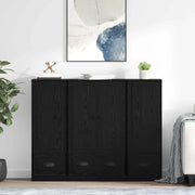 Credenza con cassetto 3 pz-Set di 3 Buffet-Armadio da cucina Rovere Nero Legno multistrato 733720