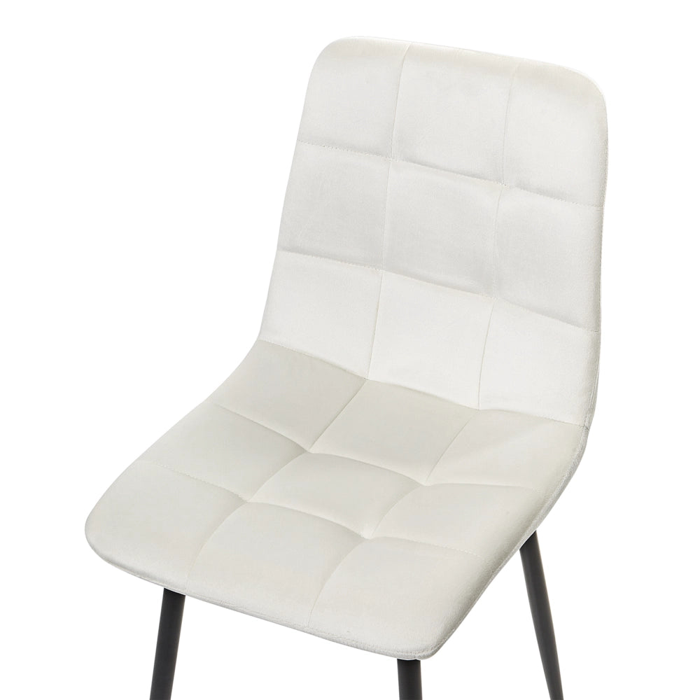 Set di 4 sedie da pranzo in velluto grigio bianco sporco gambe in ferro stile moderno
