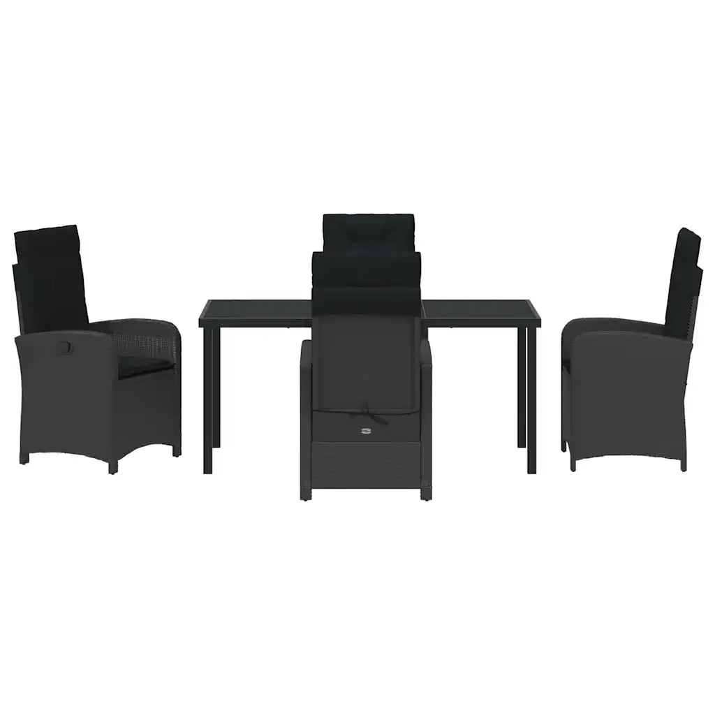 Set da Pranzo per Giardino con cuscino 5 pcs Nero polyrattan
