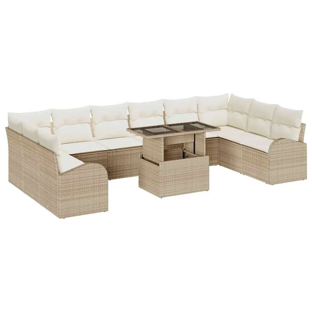 Set Divano da Giardino con cuscino 11 pcs Beige Poly Rattan 3357454