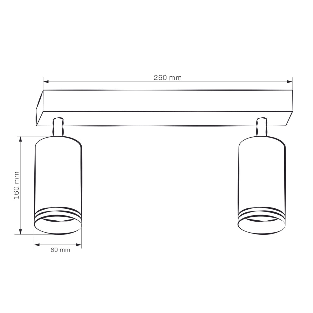 Lampada parete/soffitto 2xGU10 nera alluminio PARIS Polux