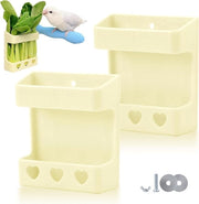 Supporto alimentazione per uccelli contenitore frutta e verdura - dispenser alimentazione per uccelli accessori - dispenser alimentazione per uccelli con contenitori in plastica per frutta e verdura - 2 pezzi gialli .