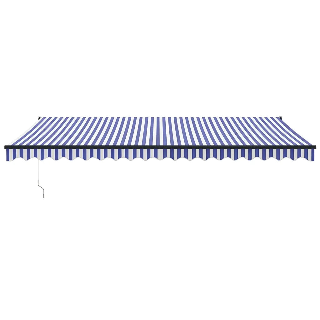 Tenda da Sole Retrattile Blu e Bianca 5x3 m Tessuto e Alluminio
