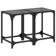2 pz Tavolini da salotto | Tavolino da caff¨¨ | Tavolino da Soggiorno con Piano Vetro Nero 30x30x40cm Acciaio