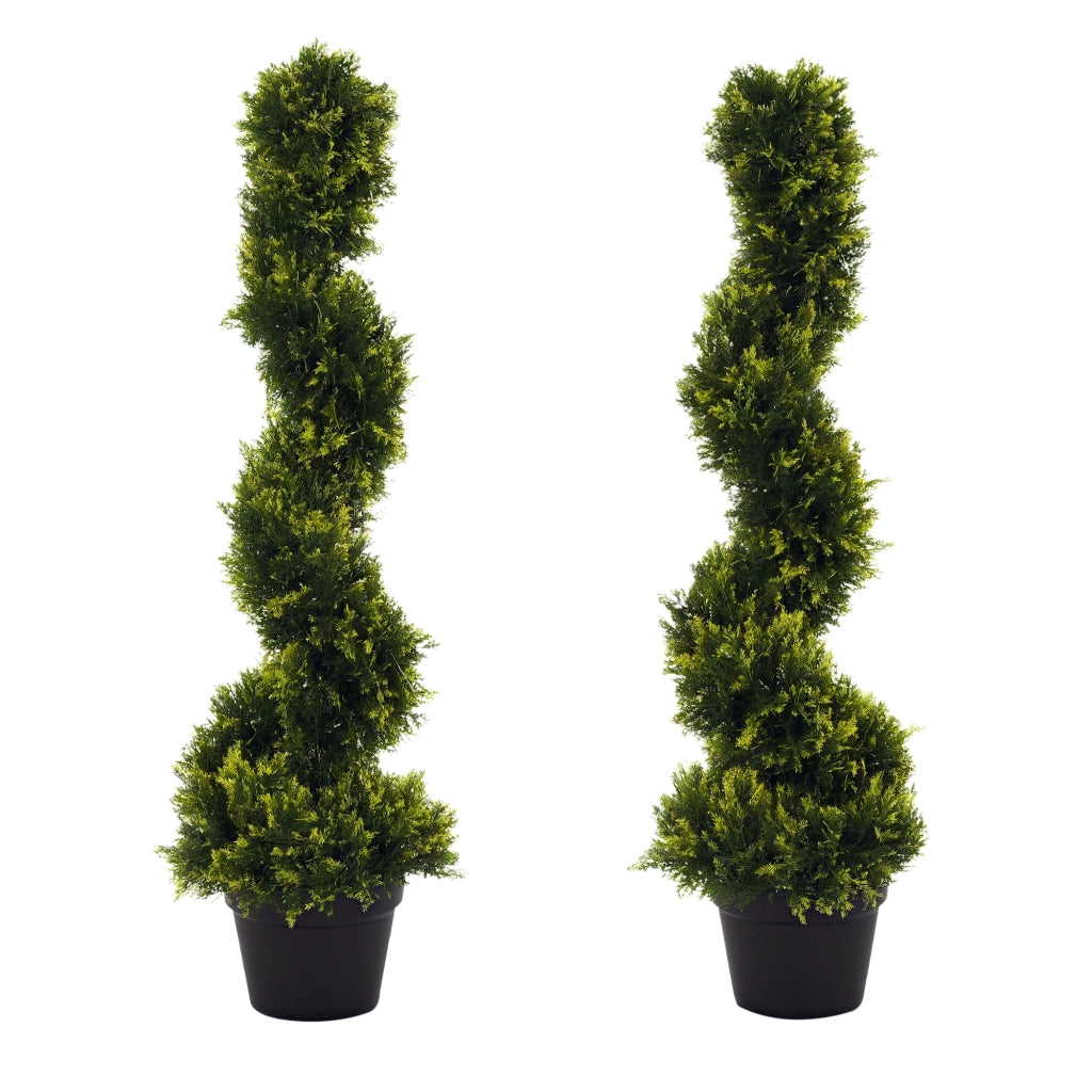 Albero di Cedro Spiralato Artificiale con Vaso ¨C zephmum ¨C Verde 90 cm