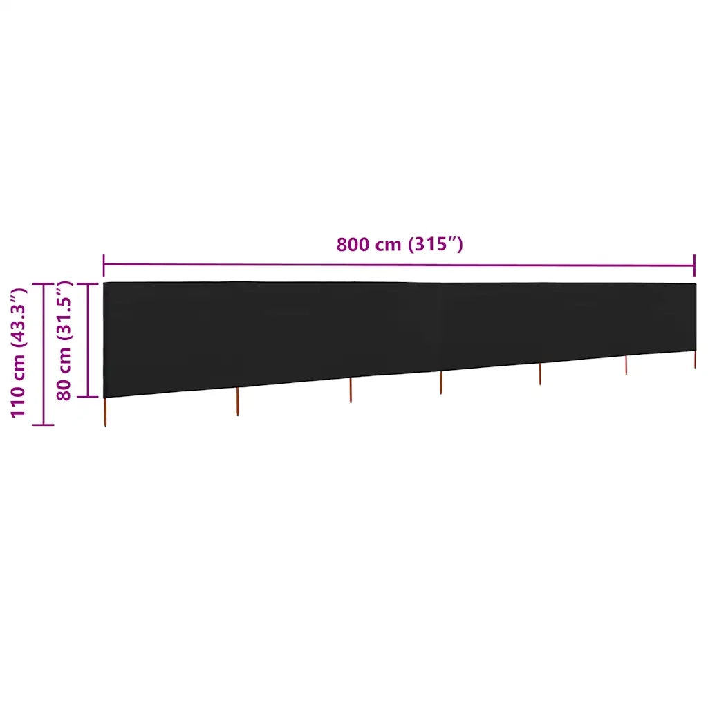 Paravento a 6 Pannelli in Tessuto 800x80 cm Nero CFW9617910