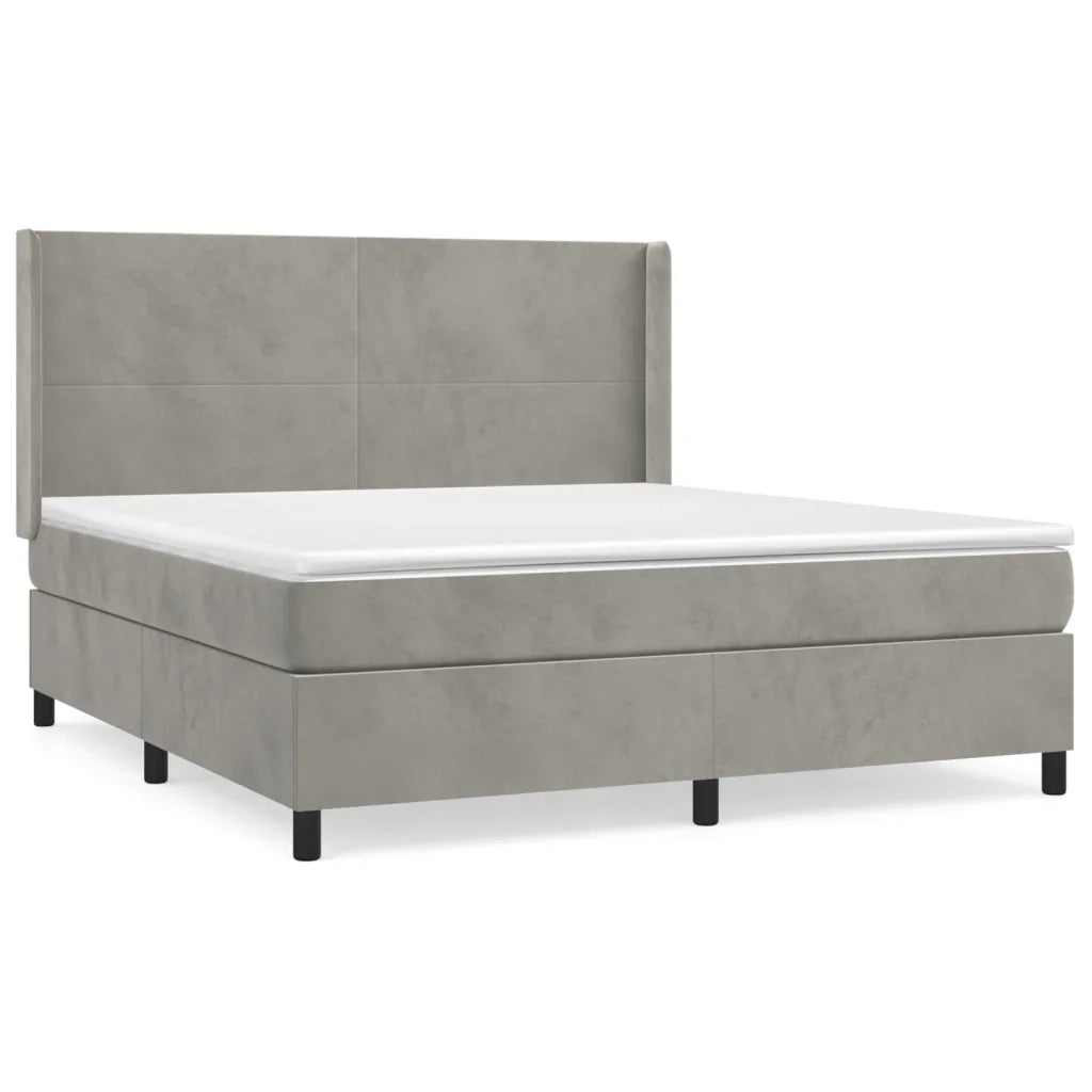 Giroletto a Molle con Materasso Grigio Chiaro 160x200cm Vellutocod mxl 74710