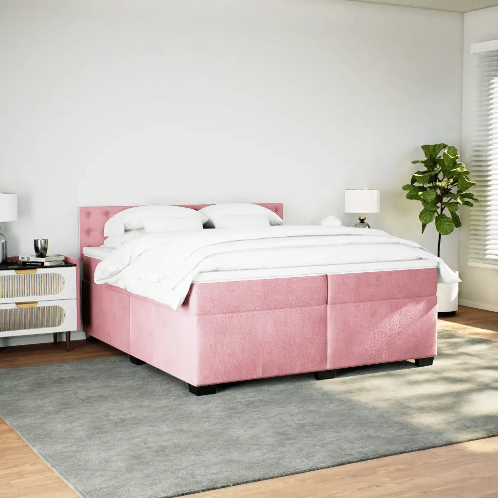 Giroletto a Molle con Materasso Rosa 200x200 cm in Velluto 3286419