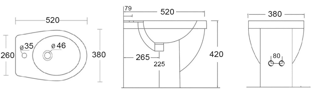 LINPH Bidet filo muro Serie KING in ceramica